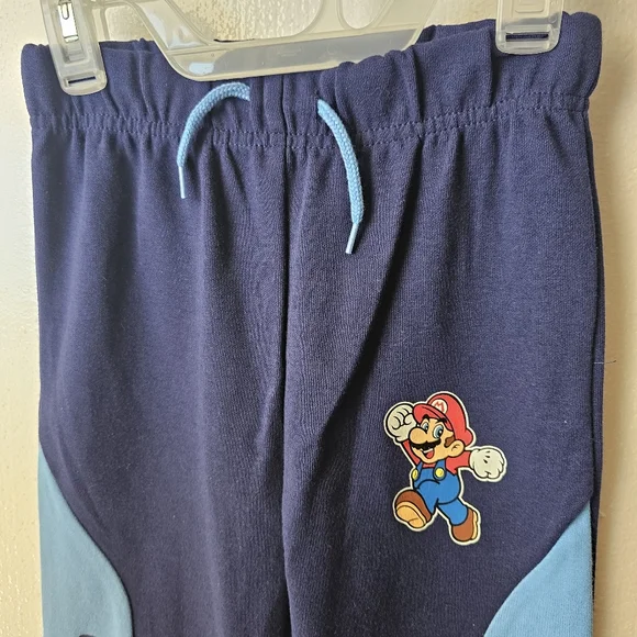 Boys 6/7 Super Mario Kids Navy Blue Nintendo Joggers Pants - Picture 6 of 9